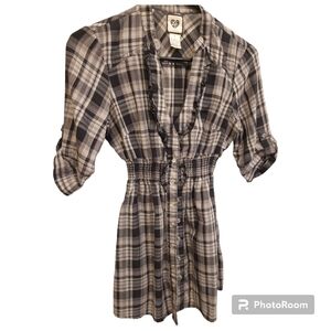 Fitted plaid black and white top 579 small